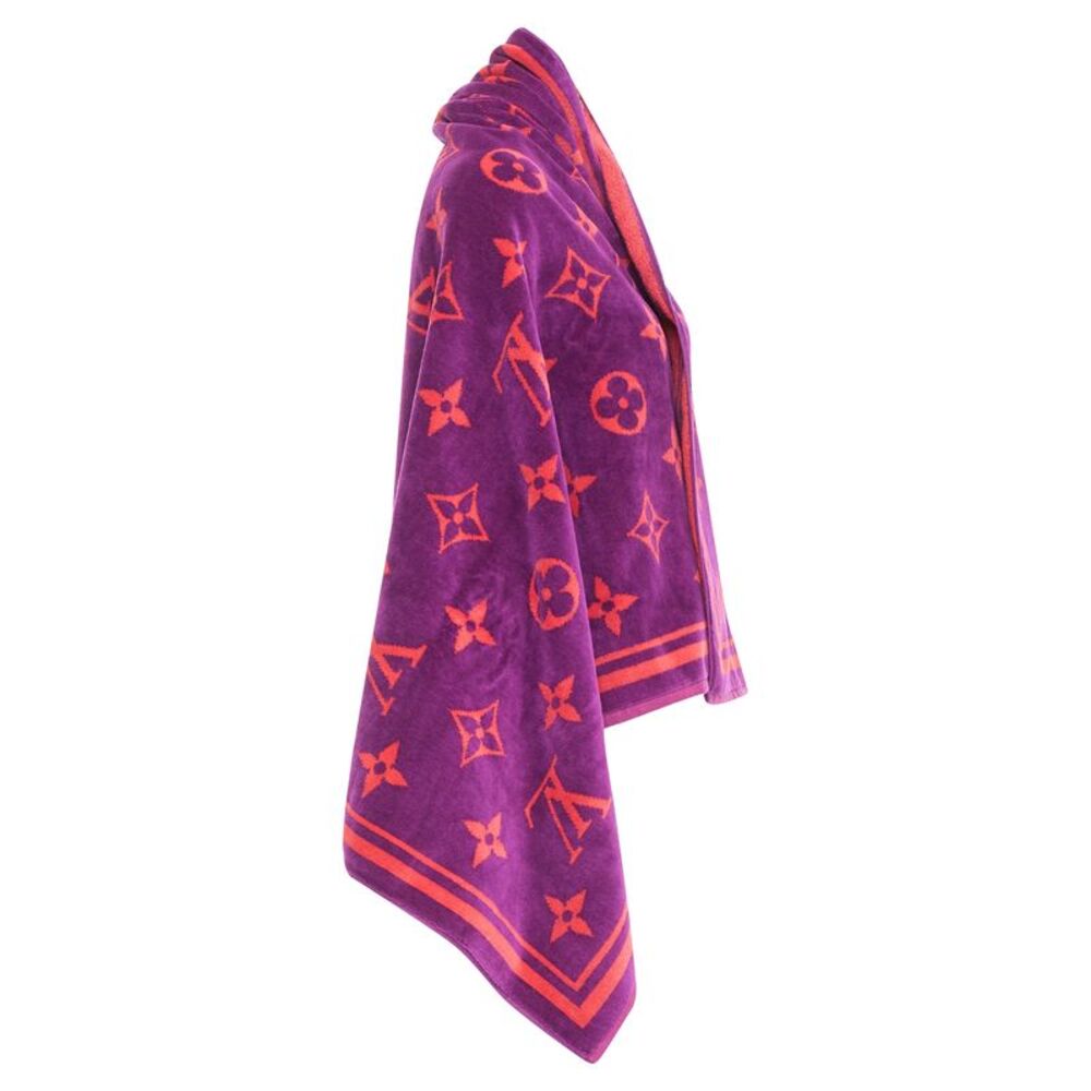 LOUIS VUITTON Vuittamins pink purple cotton LV monogram beach towel - Picture 5 of 10